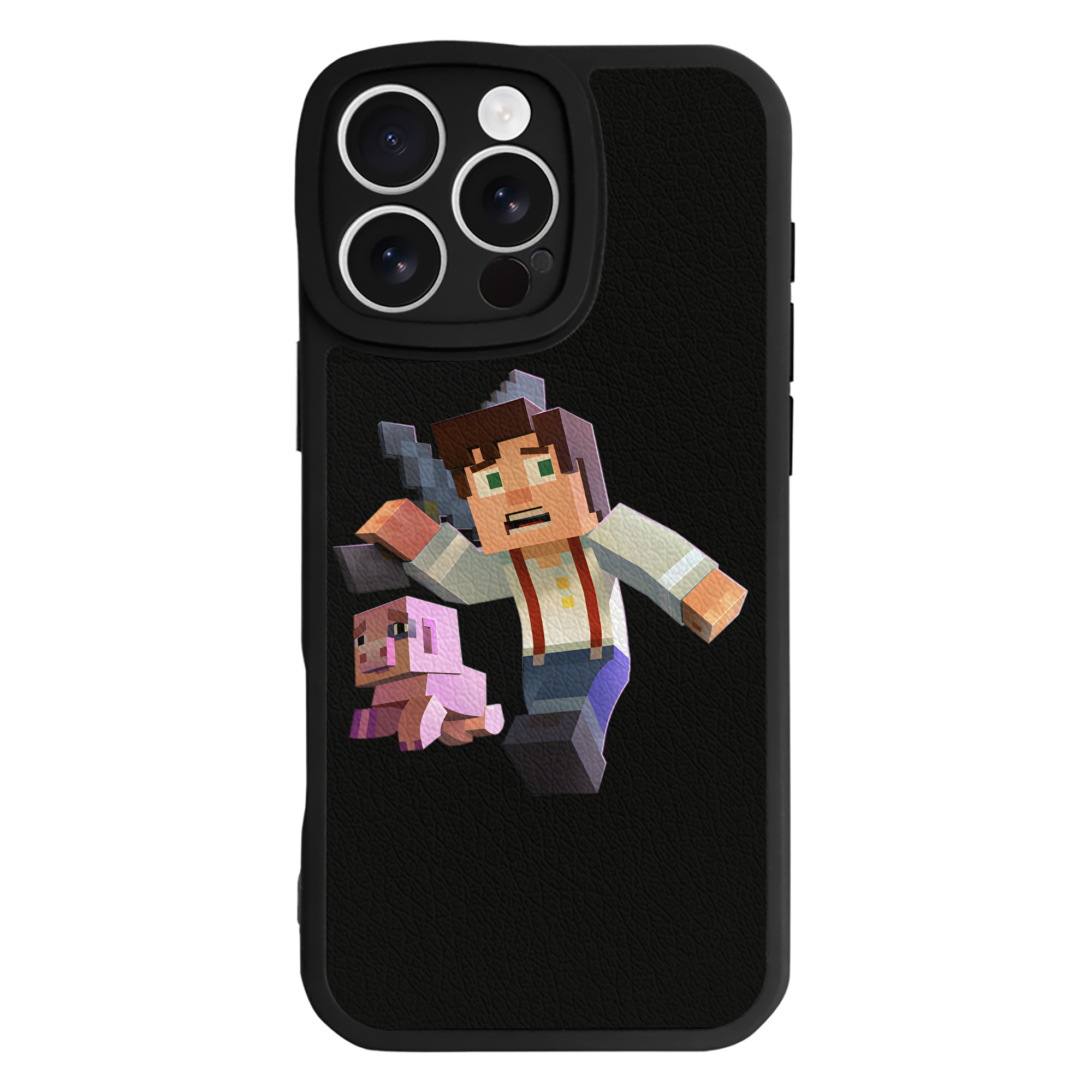 （画像用） マインクラフト ブロックの世界 Minecraft MC Block world 【iPhone 16シリーズ対応】シリコンスマホケース（レザー調） 材質：シリコン